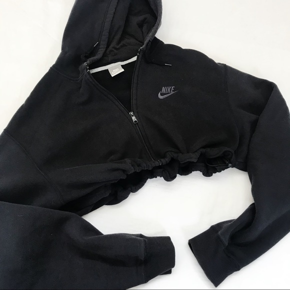 Nike Tops - Black nike drawstring crop zip hoodie